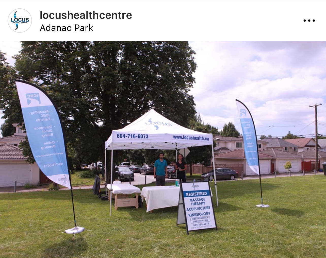 Locus Health booth at Adanac Park community event